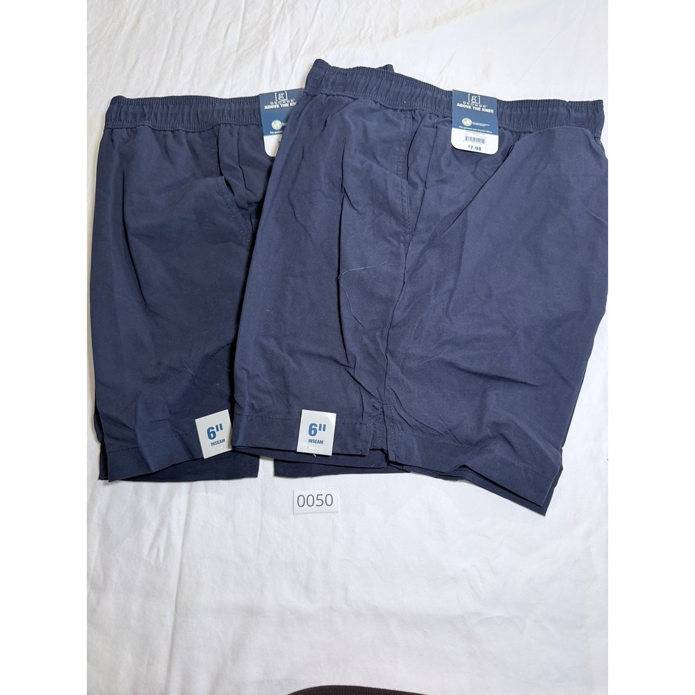 Lot of 2 George Men Navy Blue Above The Knee 6" Inseam Shorts Size 32/34 M